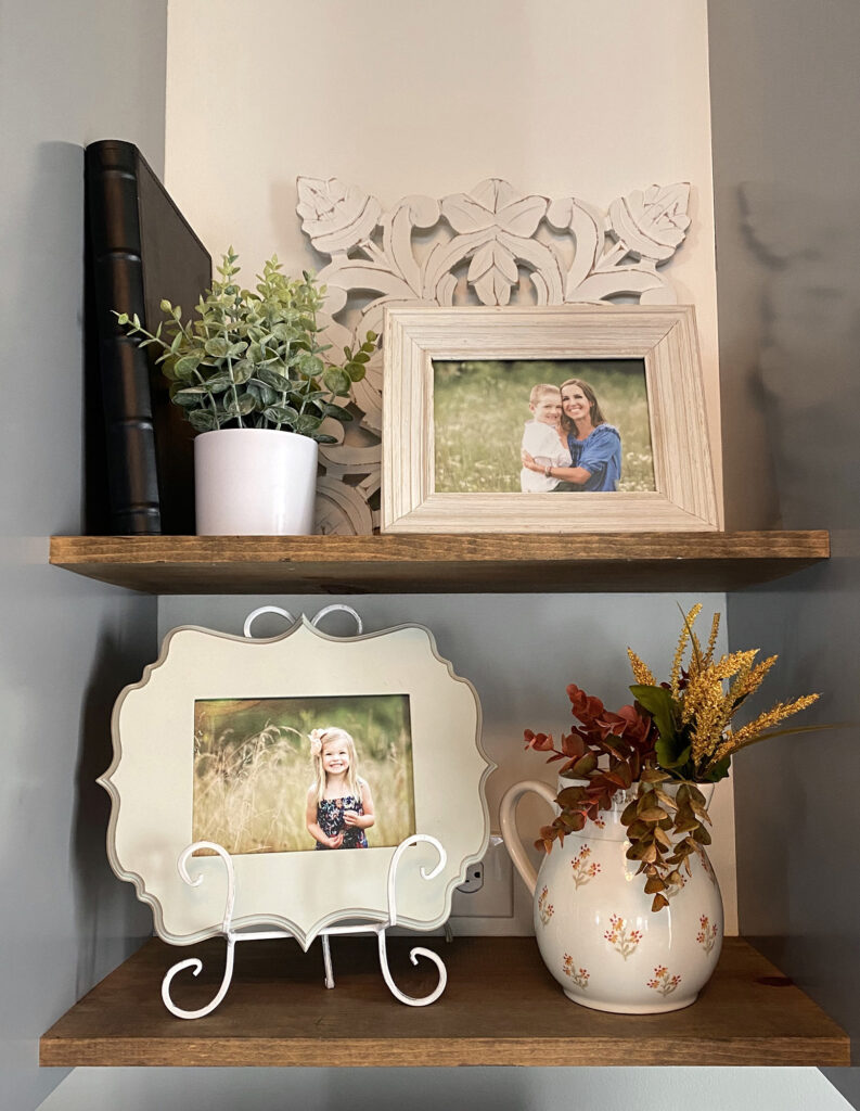 family photo wall ideas shelf